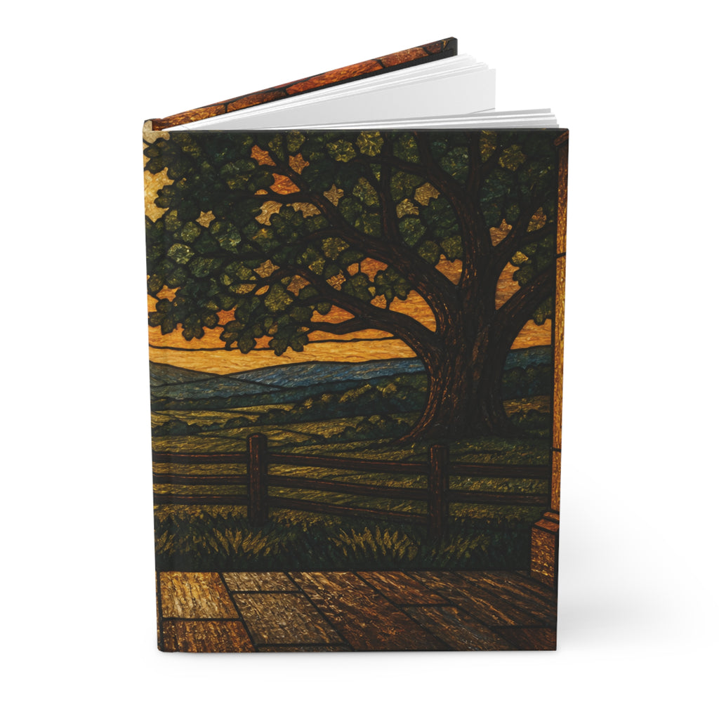 Hardcover Lined Journal – Stained Glass Porch Sunrise | 150-Page Notebook, 5.75x8