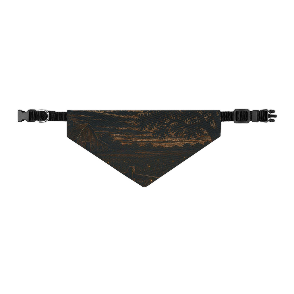 Firefly Dog Bandana Collar – Night Linocut Fireflies | Machine-Washable, S–XL