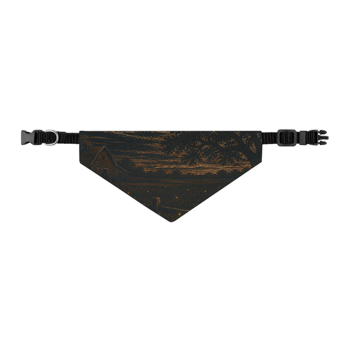 Firefly Dog Bandana Collar – Night Linocut Fireflies | Machine-Washable, S–XL