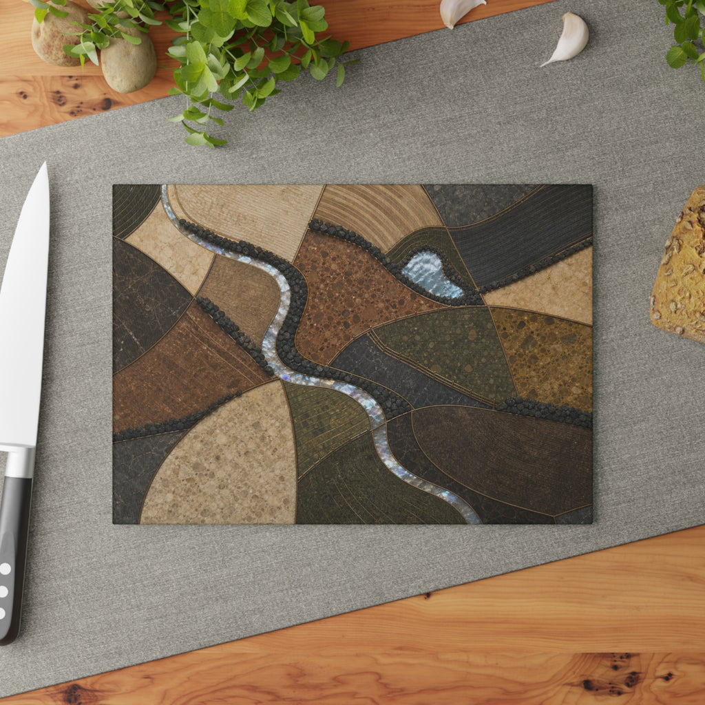 Glass Cutting Board – Field Mosaic | Tempered Glass Charcuterie & Serving Board