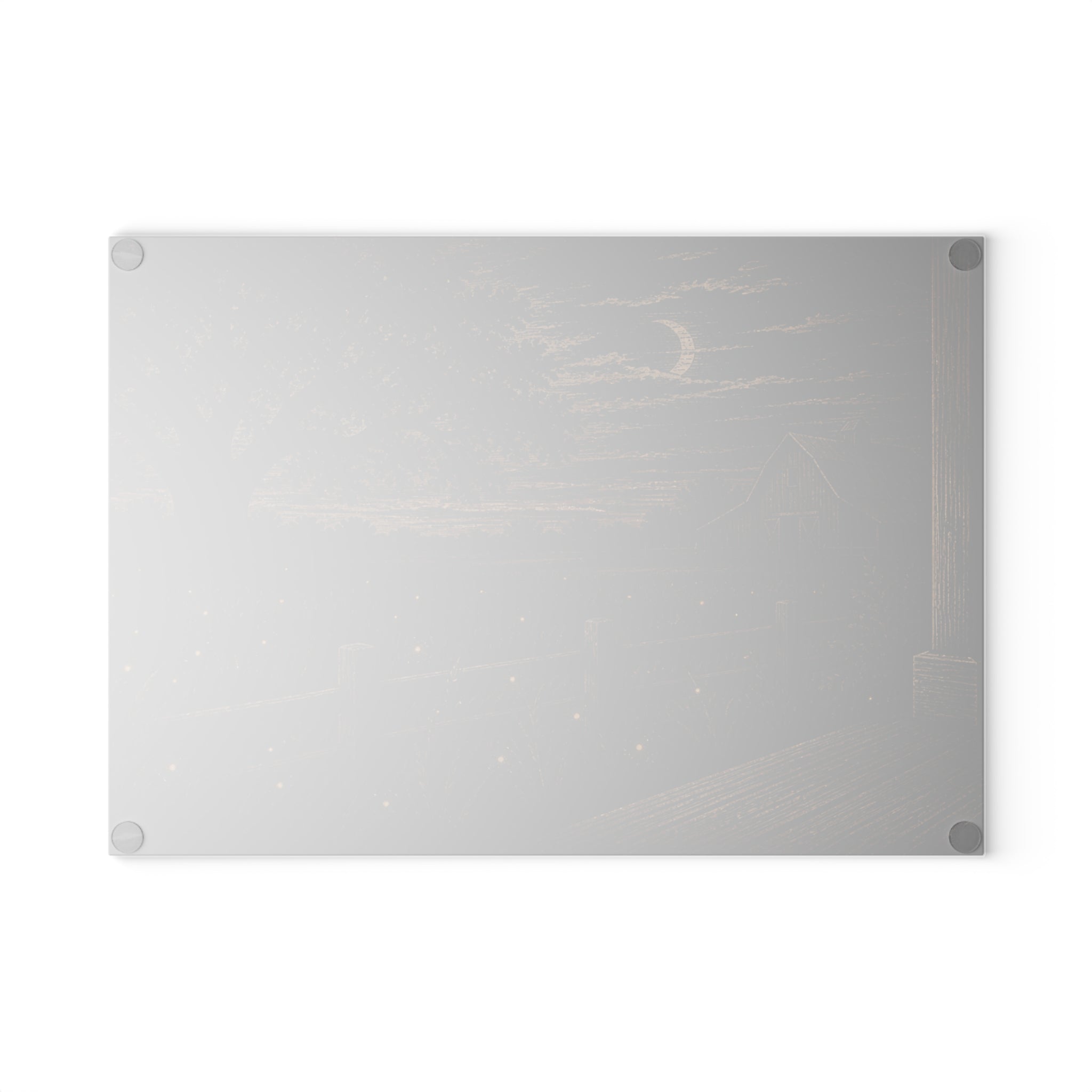 Firefly Glass Cutting Board – Night Linocut Fireflies | Tempered Glass Charcuterie & Serving Board