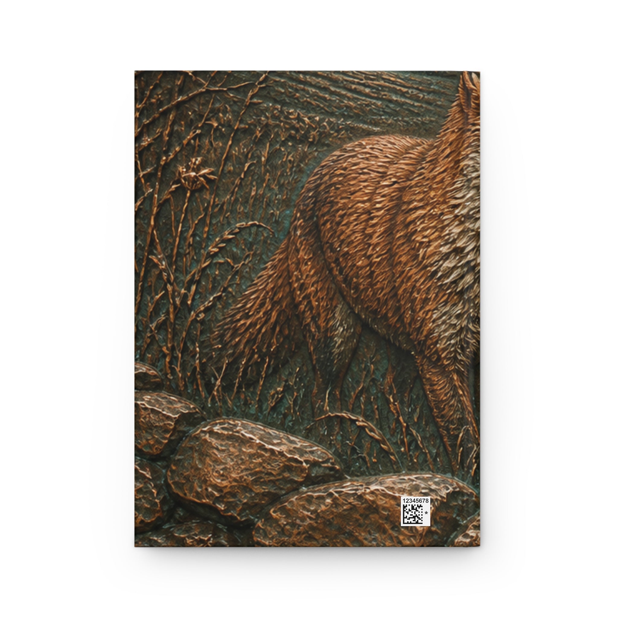 Fox Hardcover Lined Journal – Fox Beyond the Stone Wall Oxidized Copper | 150-Page Notebook, 5.75x8