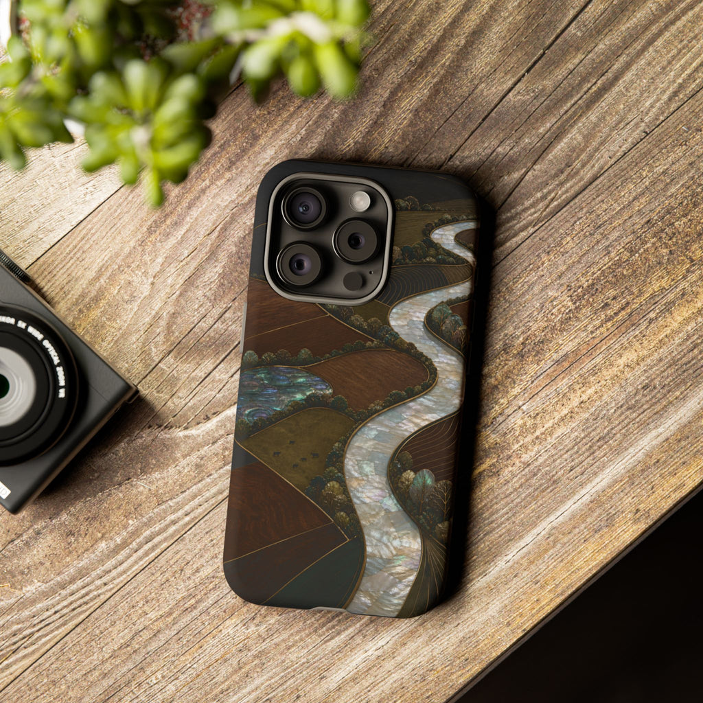 iPhone Case – River Fields Mother of Pearl | Tough Dual-Layer Case, iPhone 11–17