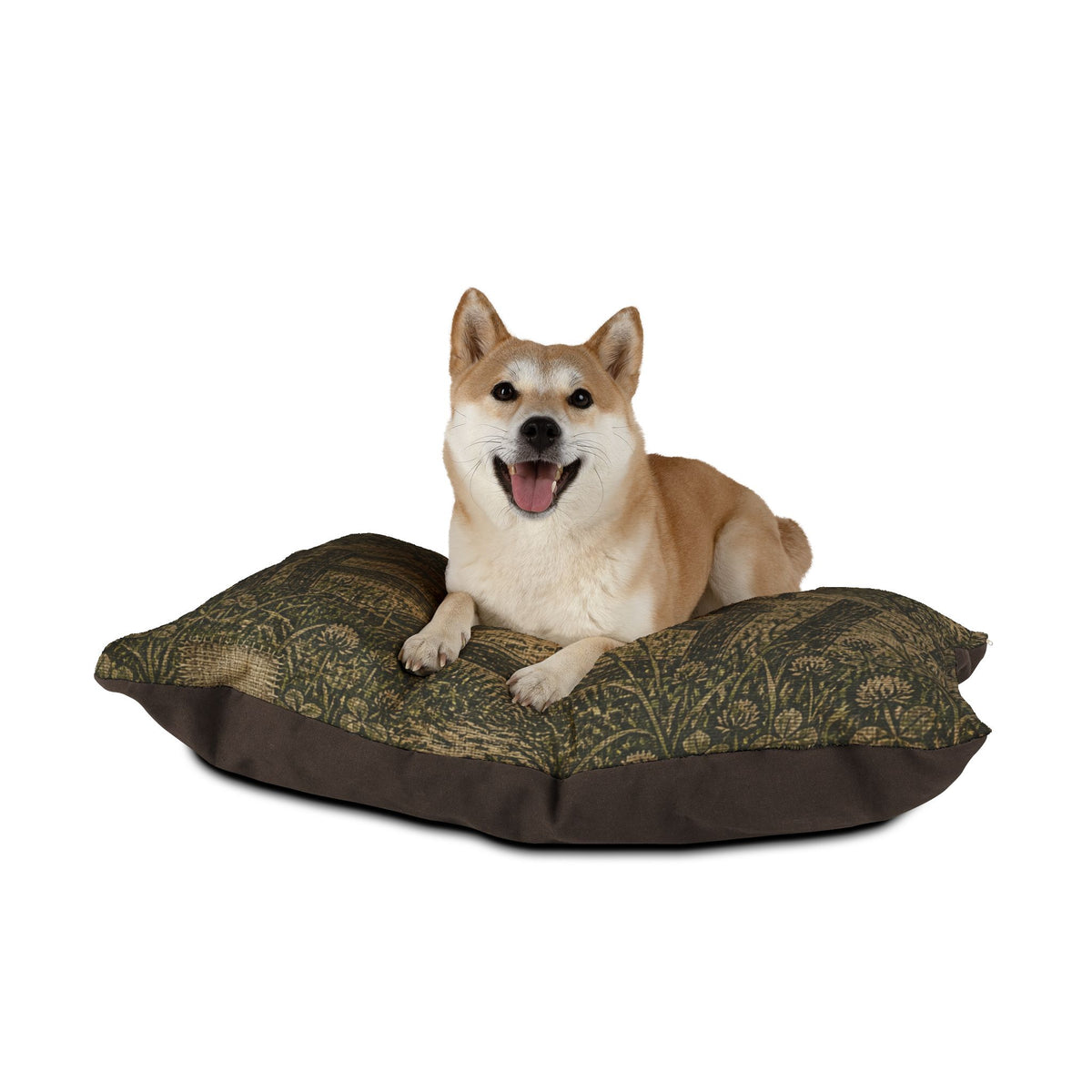 Washable Dog Bed – Grain-Sack Orchard Gate | Soft Fleece Pet Bed, 3 Sizes