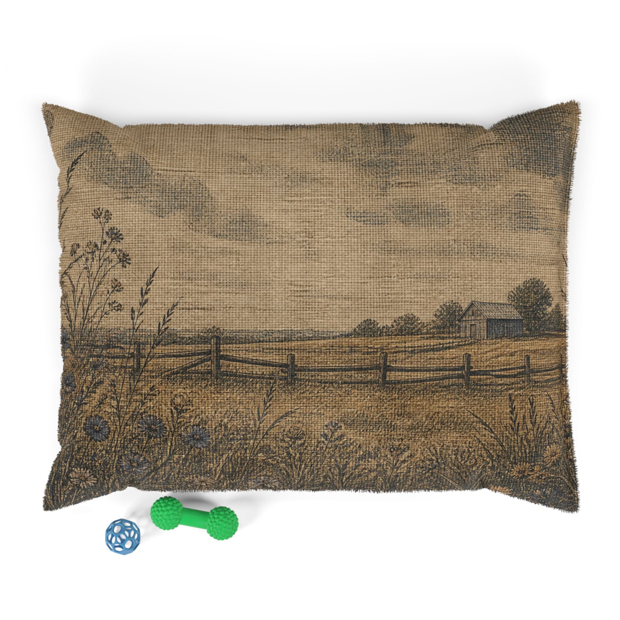 Washable Dog Bed – Linen Field & Barn | Soft Fleece Pet Bed, 3 Sizes