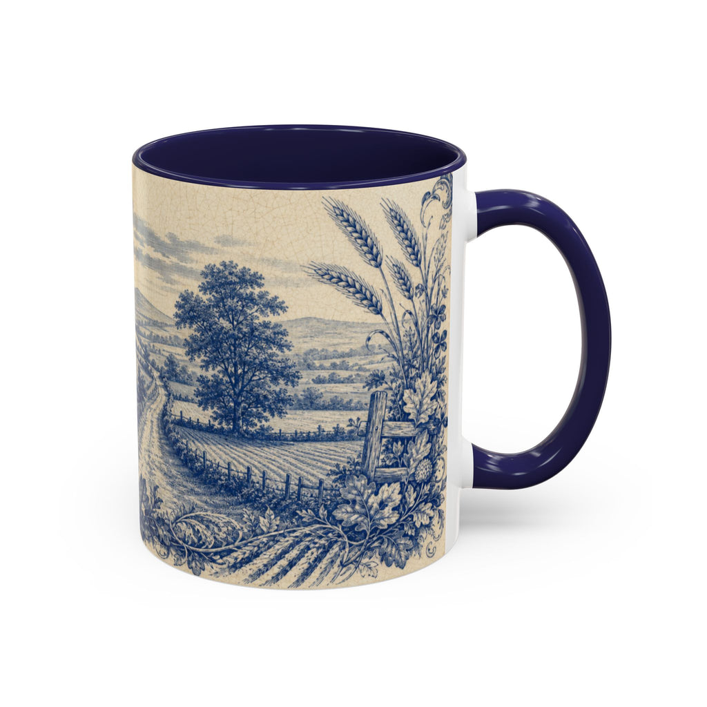 Farmhouse Coffee Mug – Blue Country Transferware | Ceramic Accent Mug, 11oz or 15oz
