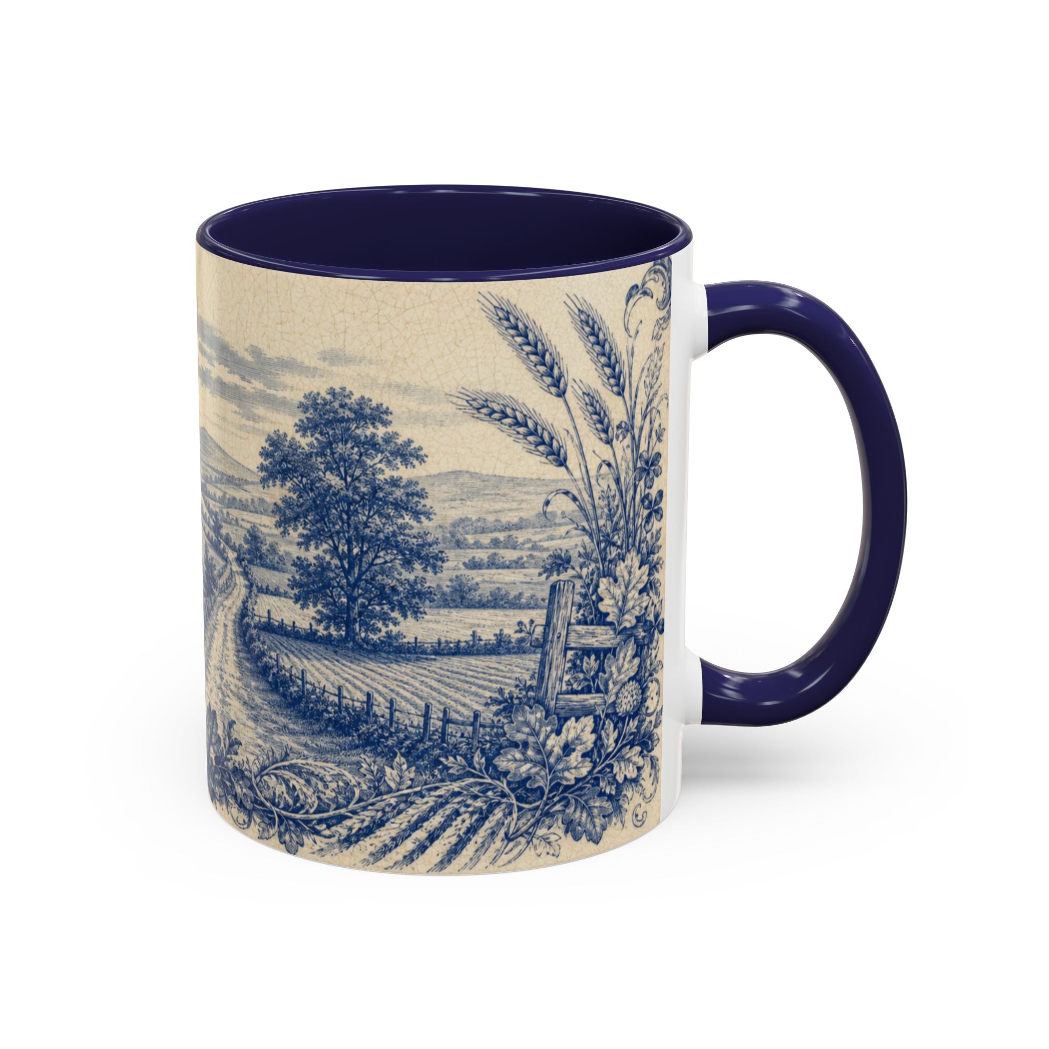 Farmhouse Coffee Mug – Blue Country Transferware | Ceramic Accent Mug, 11oz or 15oz