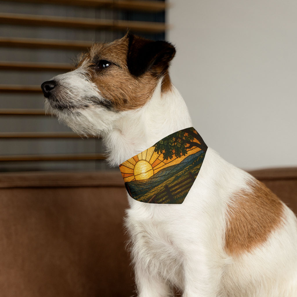 Dog Bandana Collar – Stained Glass Porch Sunrise | Machine-Washable, S–XL