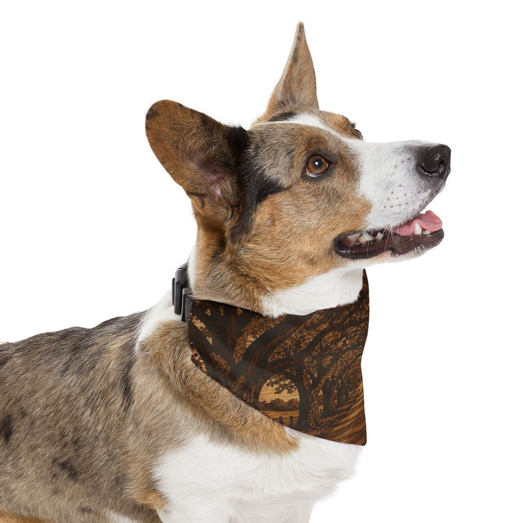 Dog Bandana Collar – Marquetry Live-Oak Lane | Machine-Washable, S–XL