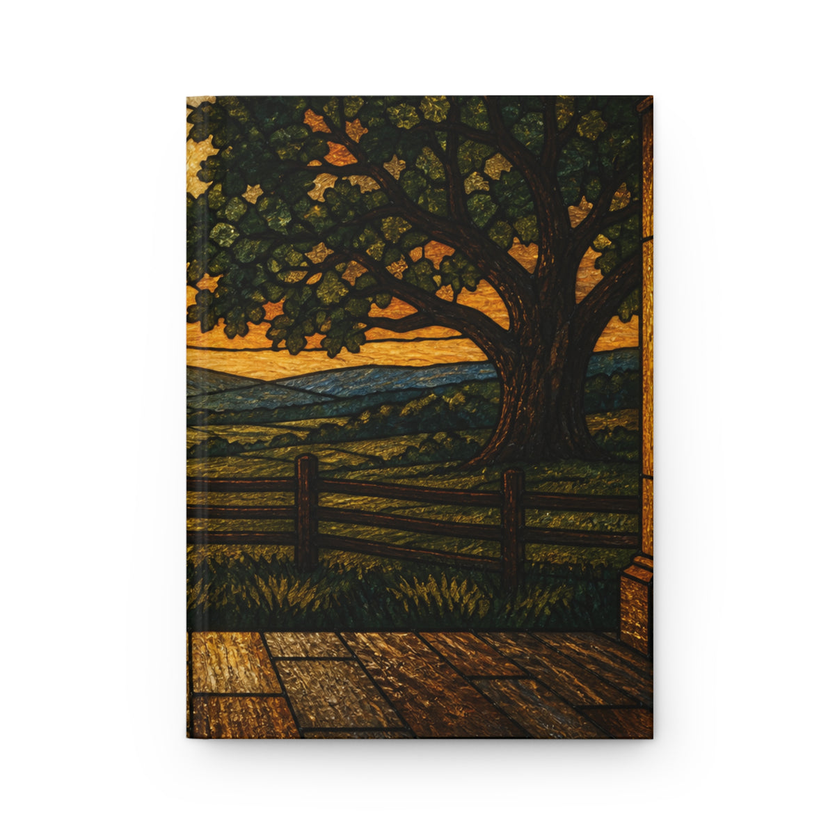Hardcover Lined Journal – Stained Glass Porch Sunrise | 150-Page Notebook, 5.75x8