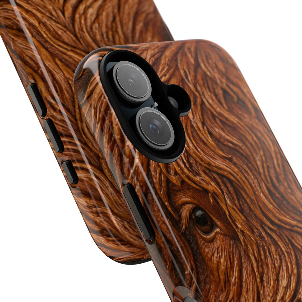 Highland Cow iPhone Case – Mini Highland - Tooled Leather Portrait | Tough Dual-Layer Case, iPhone 11–17
