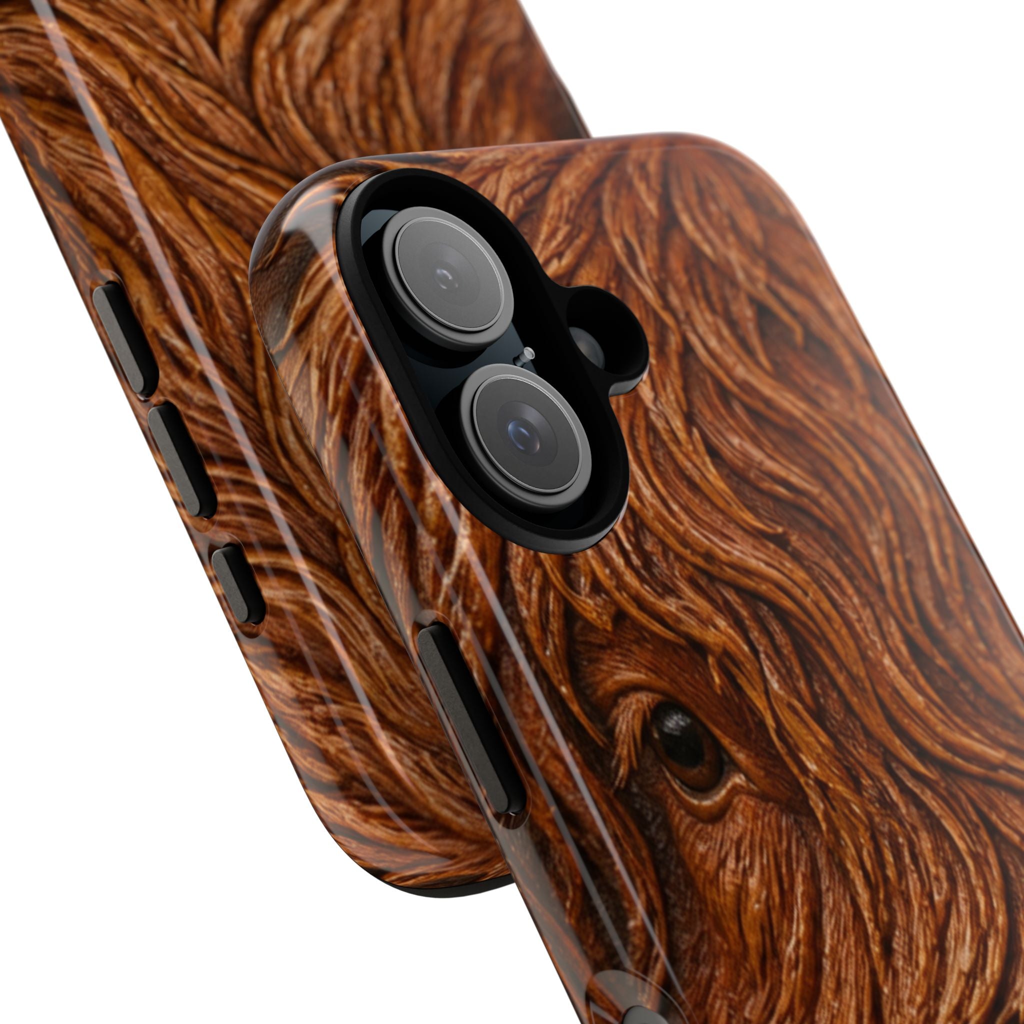 Highland Cow iPhone Case – Mini Highland - Tooled Leather Portrait | Tough Dual-Layer Case, iPhone 11–17