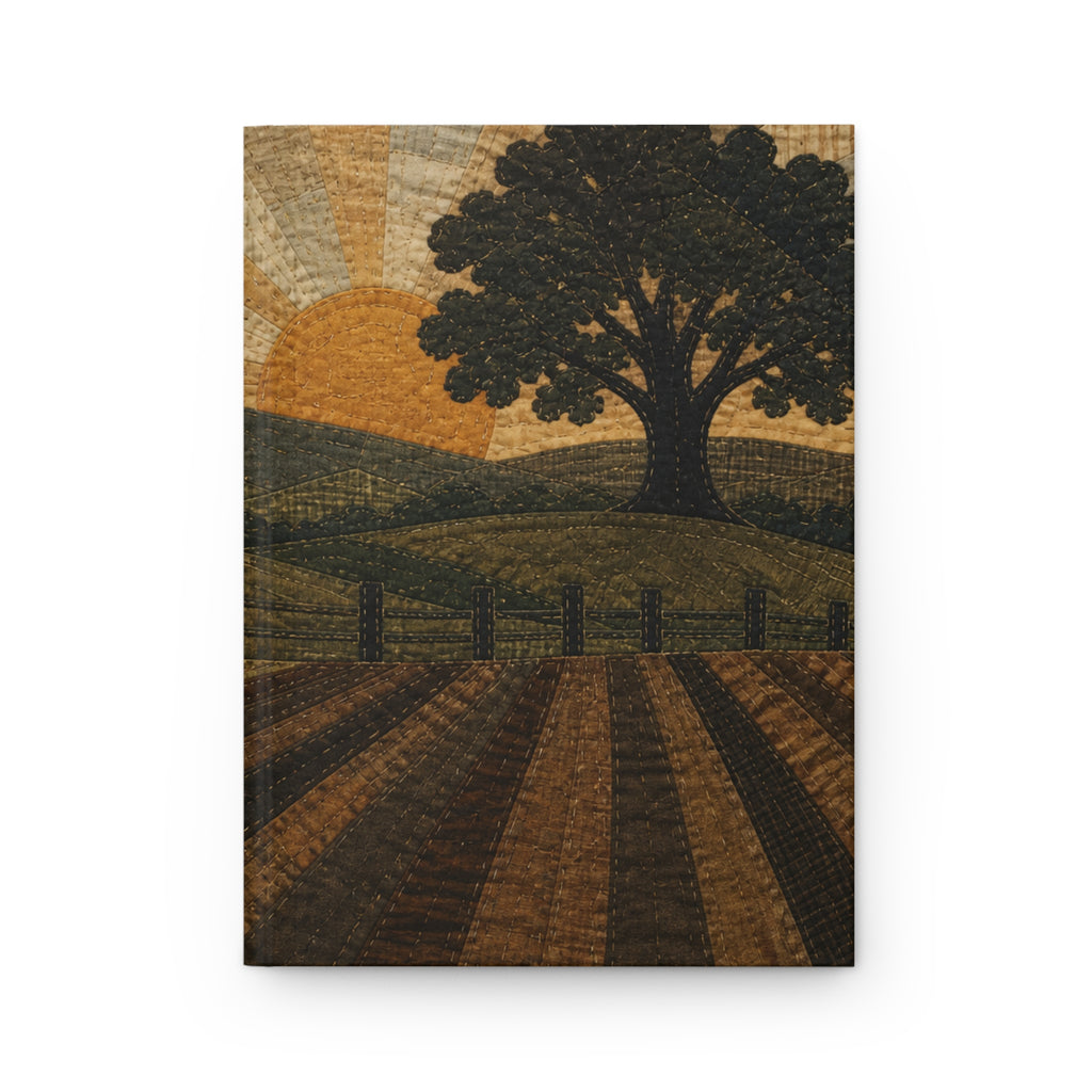 Hardcover Lined Journal – Quilted Pasture Sunset | 150-Page Notebook, 5.75x8