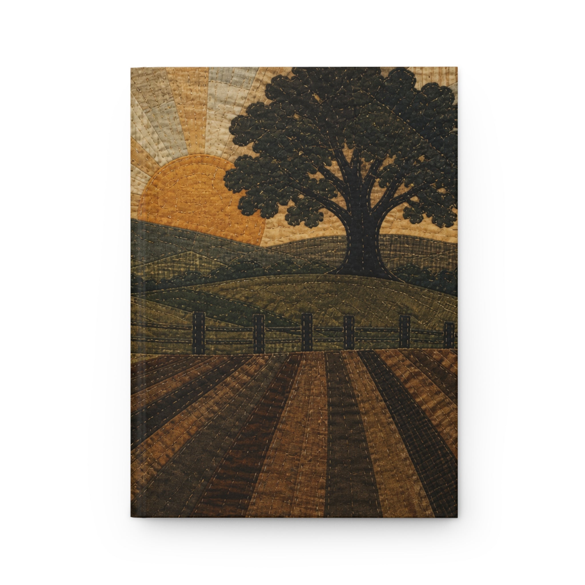 Hardcover Lined Journal – Quilted Pasture Sunset | 150-Page Notebook, 5.75x8