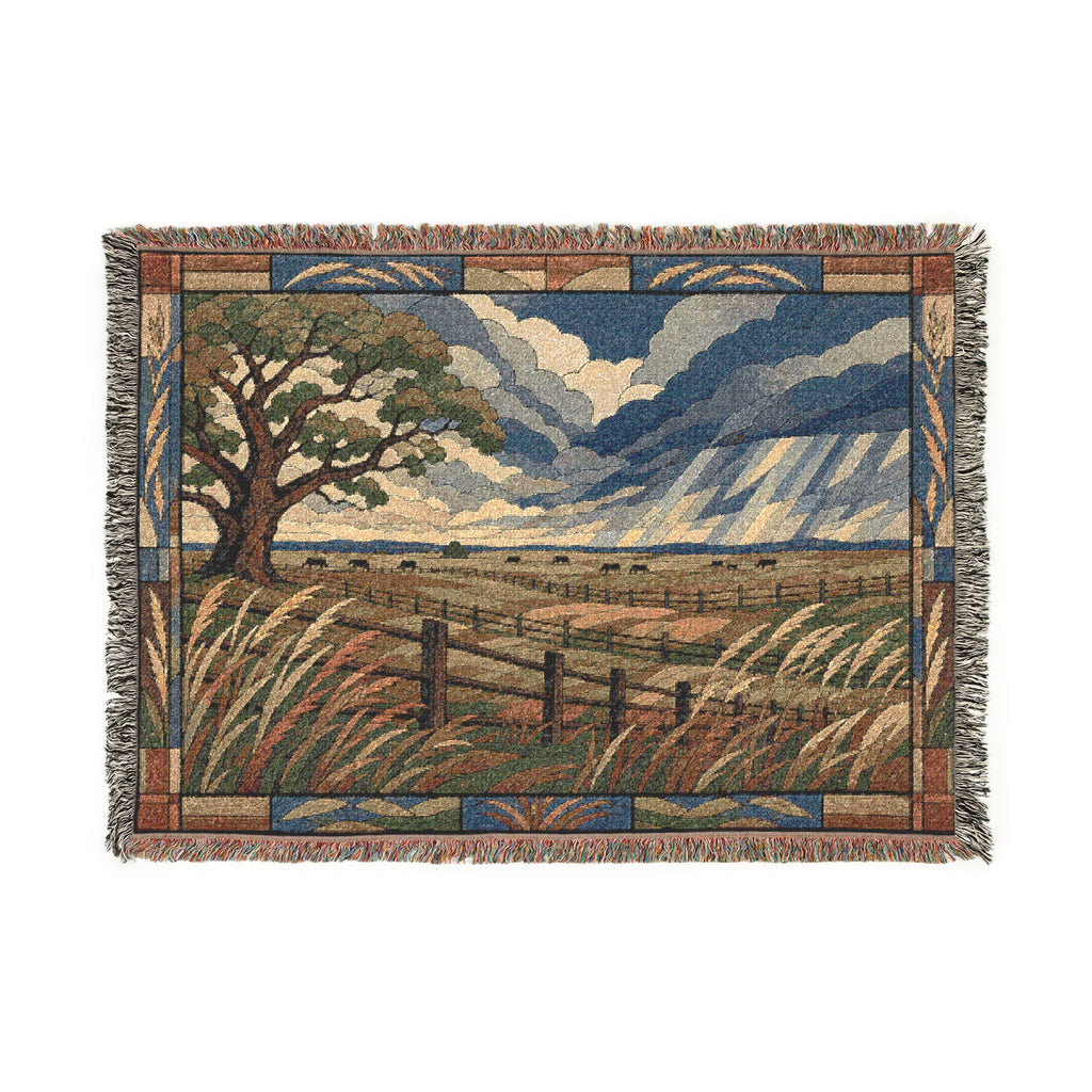 Woven Blanket – Pasture Before the Storm | Cotton Wall Tapestry Throw, 52x37