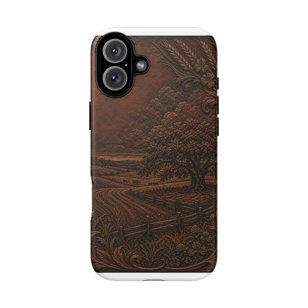 iPhone Case – Tooled Field Landscape | Tough Dual-Layer Case, iPhone 11–17