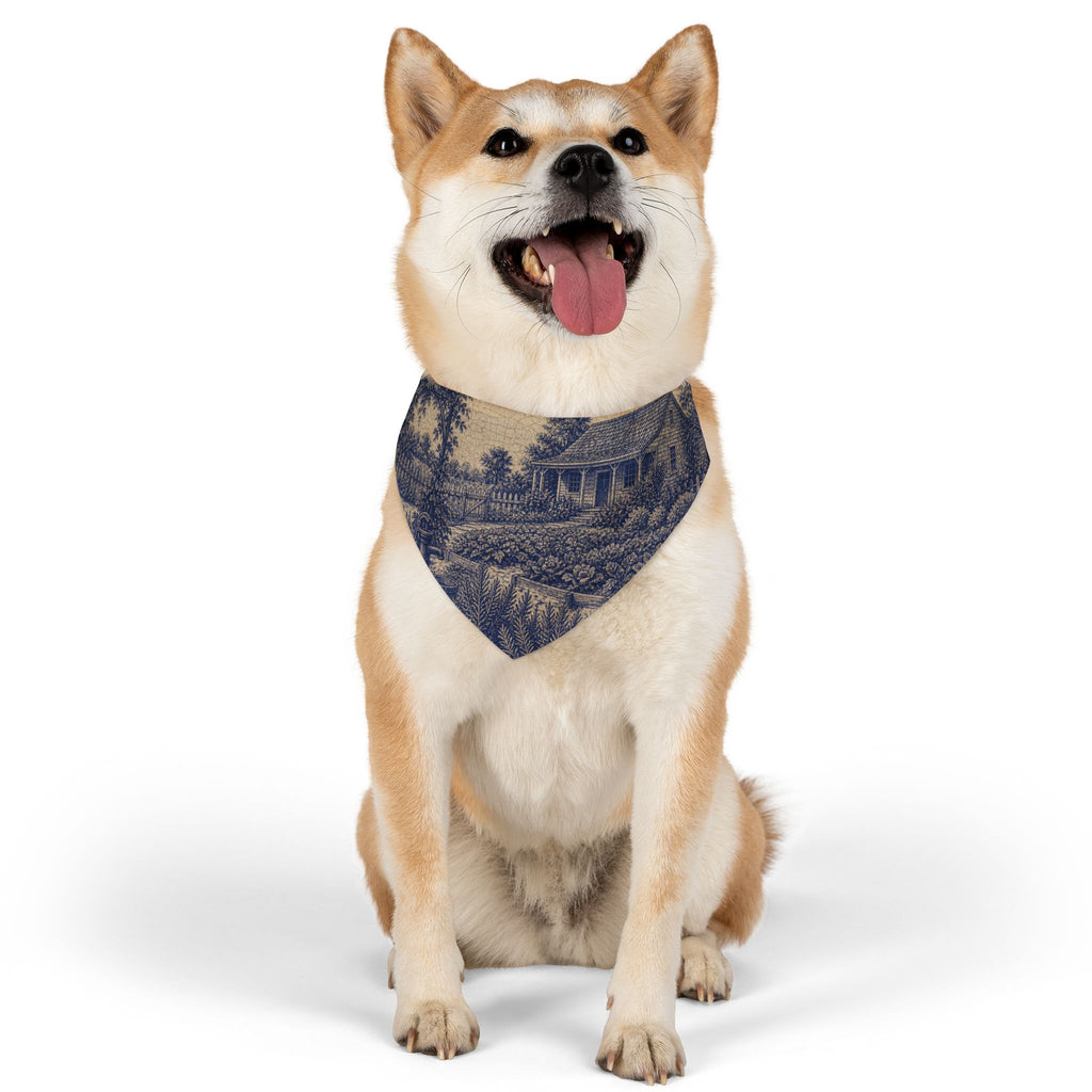 Dog Bandana Collar – Transferware Kitchen Garden | Machine-Washable, S–XL