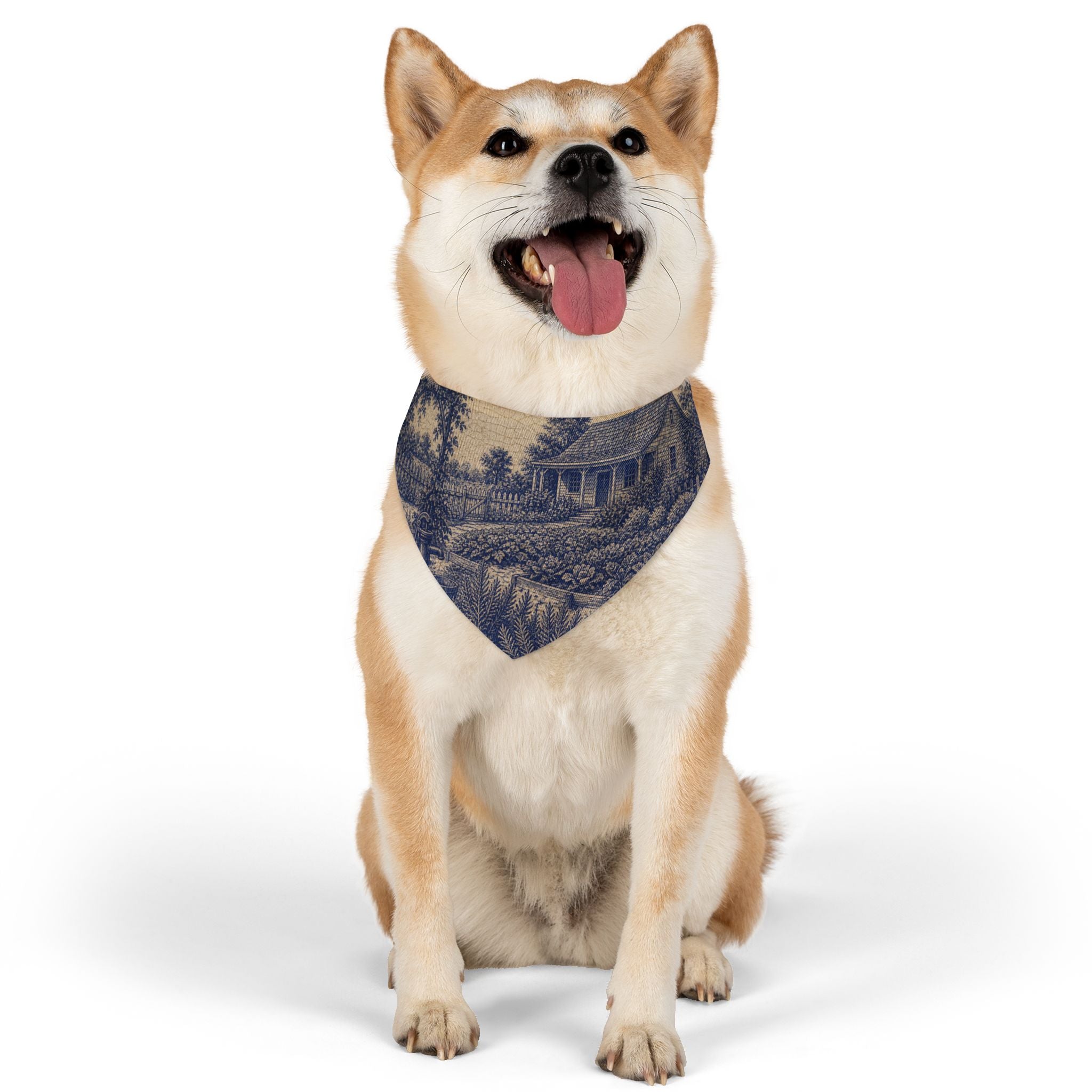 Dog Bandana Collar – Transferware Kitchen Garden | Machine-Washable, S–XL