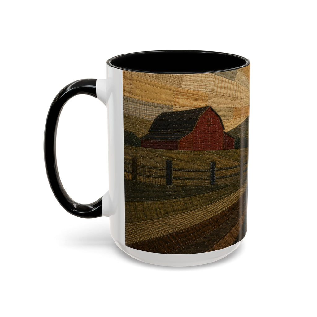 Farmhouse Coffee Mug – Quilted Pasture Sunset | Ceramic Accent Mug, 11oz or 15oz
