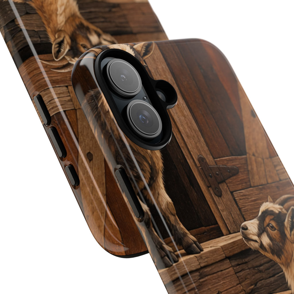 Goat iPhone Case – Pygmy Goats - Marquetry Barn Steps | Tough Dual-Layer Case, iPhone 11–17