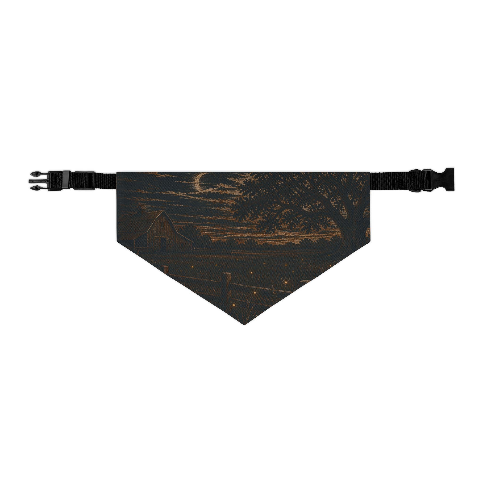 Firefly Dog Bandana Collar – Night Linocut Fireflies | Machine-Washable, S–XL