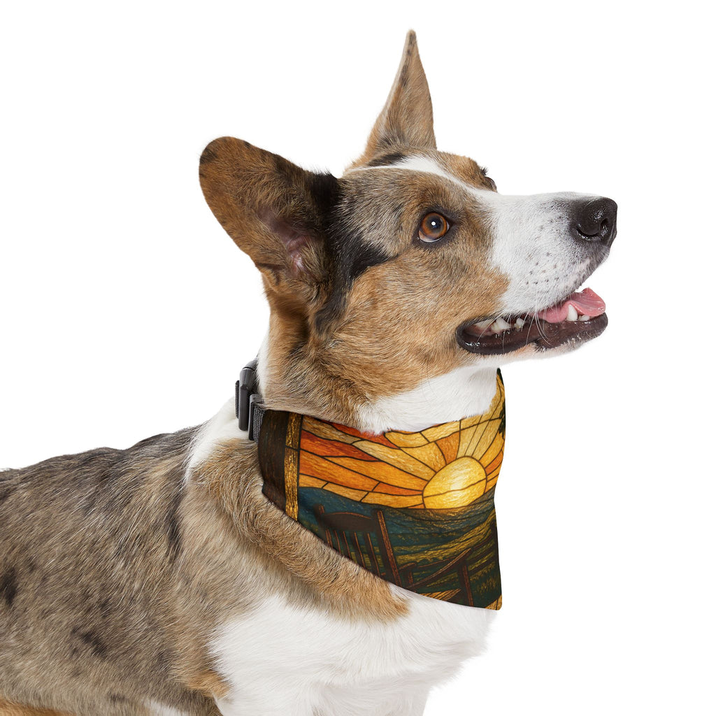 Dog Bandana Collar – Stained Glass Porch Sunrise | Machine-Washable, S–XL