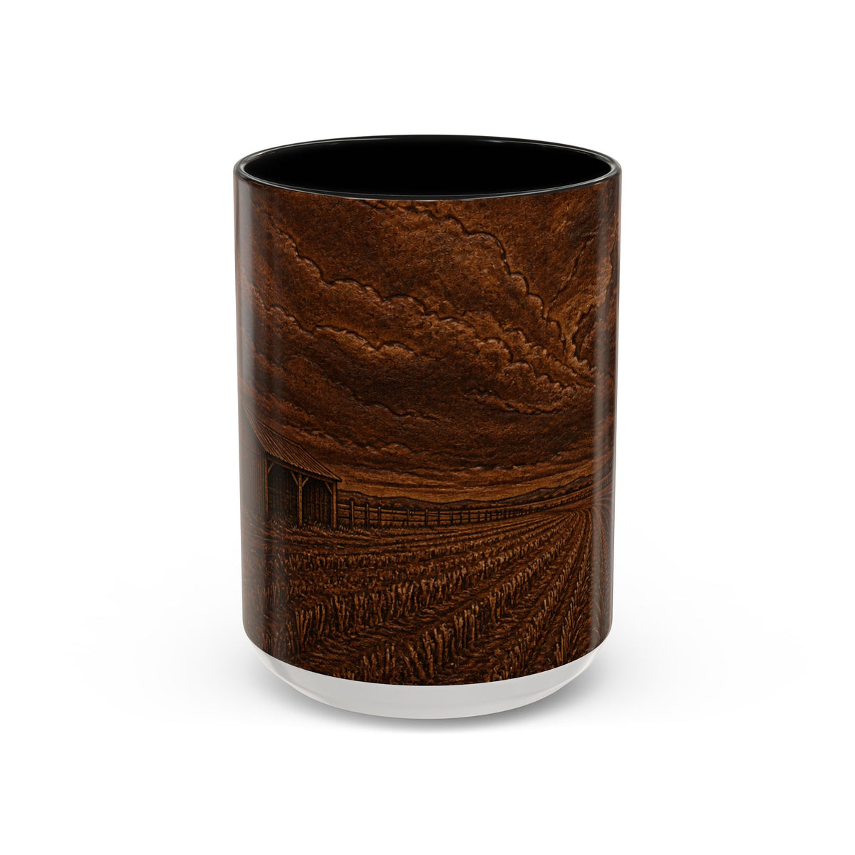 Windmill Farmhouse Coffee Mug – Embossed Leather Windmill | Ceramic Accent Mug, 11oz or 15oz