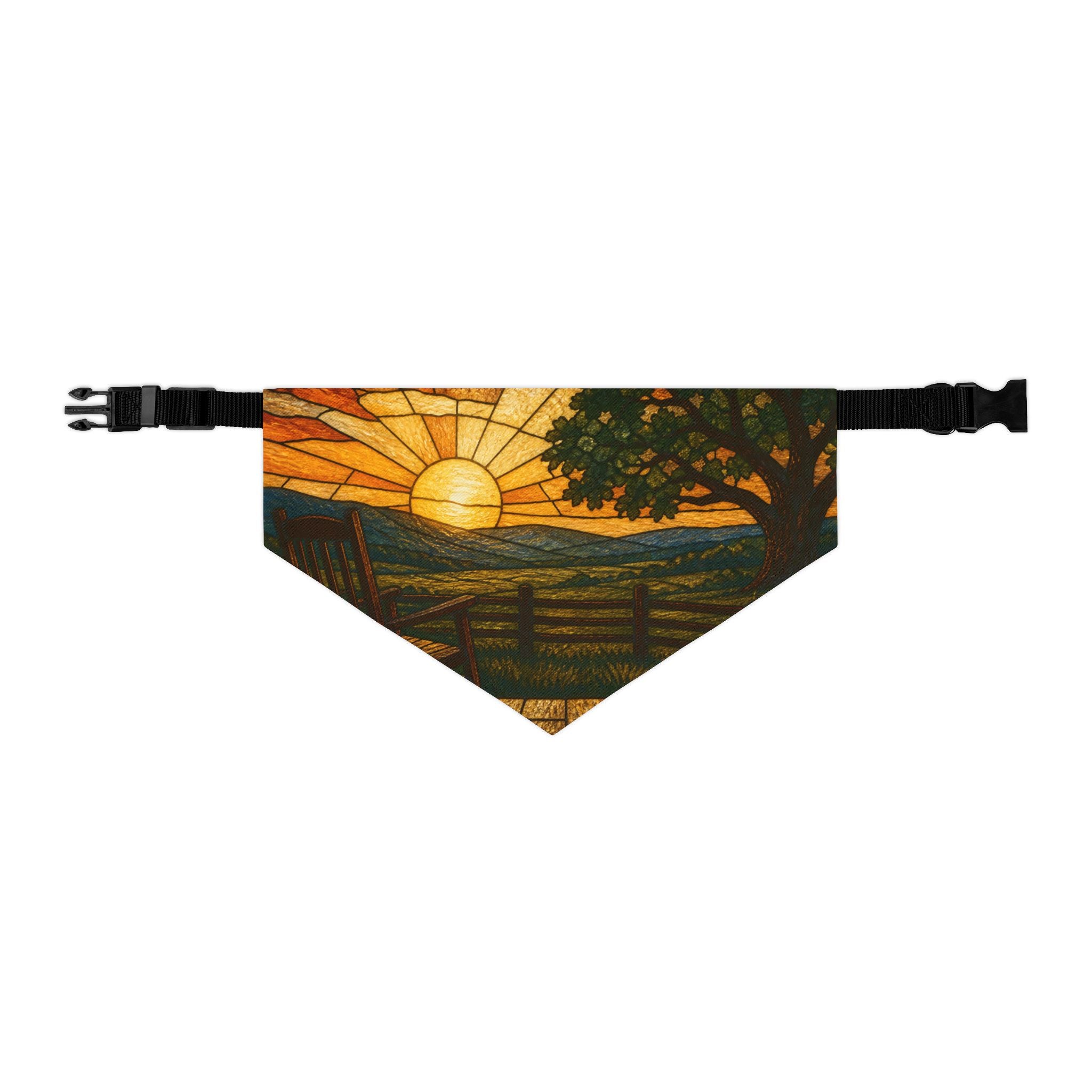 Dog Bandana Collar – Stained Glass Porch Sunrise | Machine-Washable, S–XL