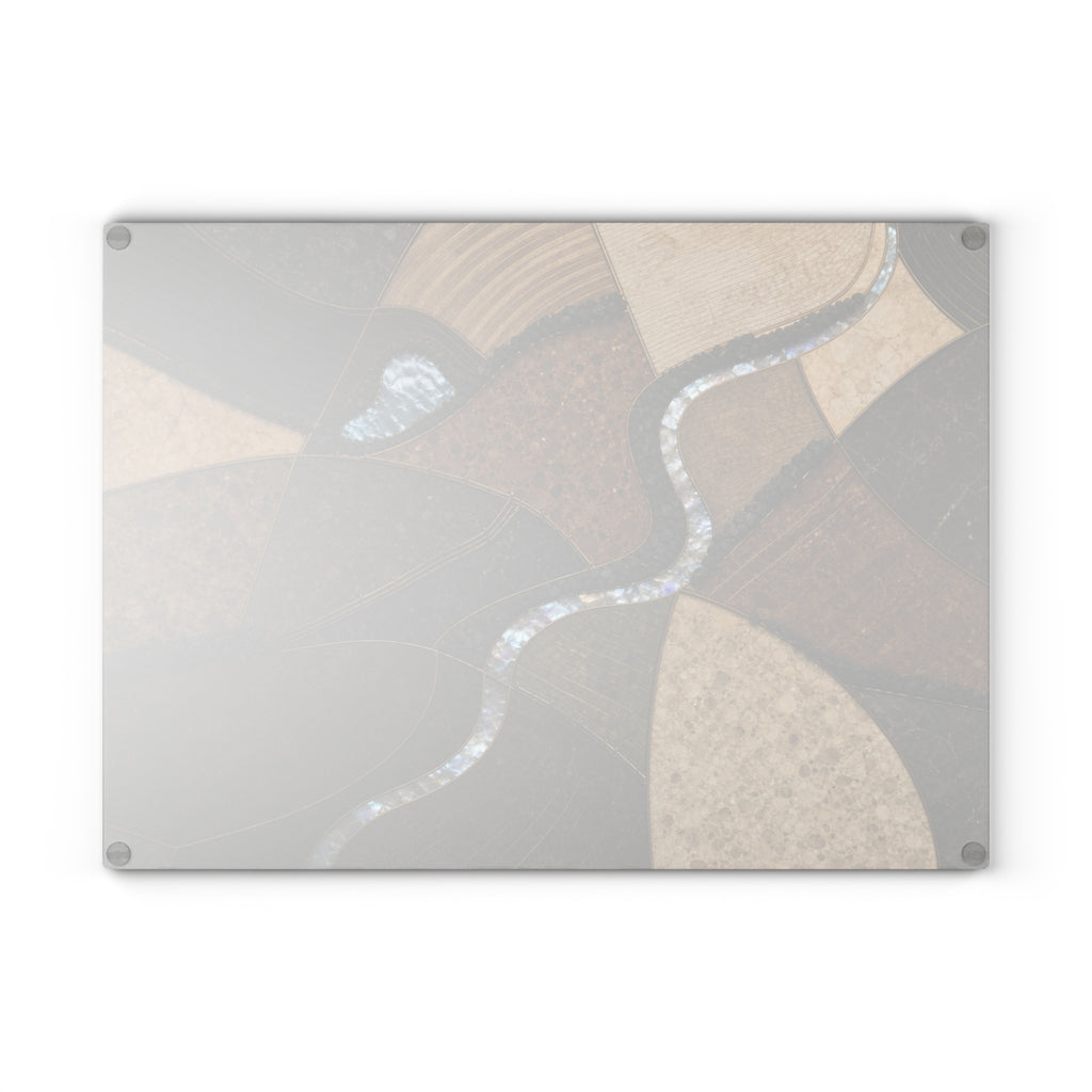Glass Cutting Board – Field Mosaic | Tempered Glass Charcuterie & Serving Board