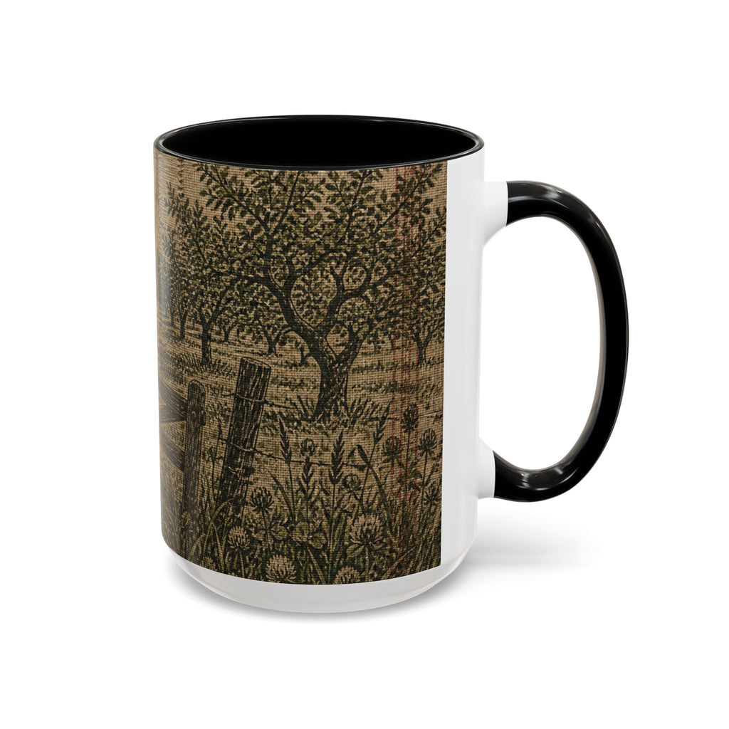 Farmhouse Coffee Mug – Grain-Sack Orchard Gate | Ceramic Accent Mug, 11oz or 15oz