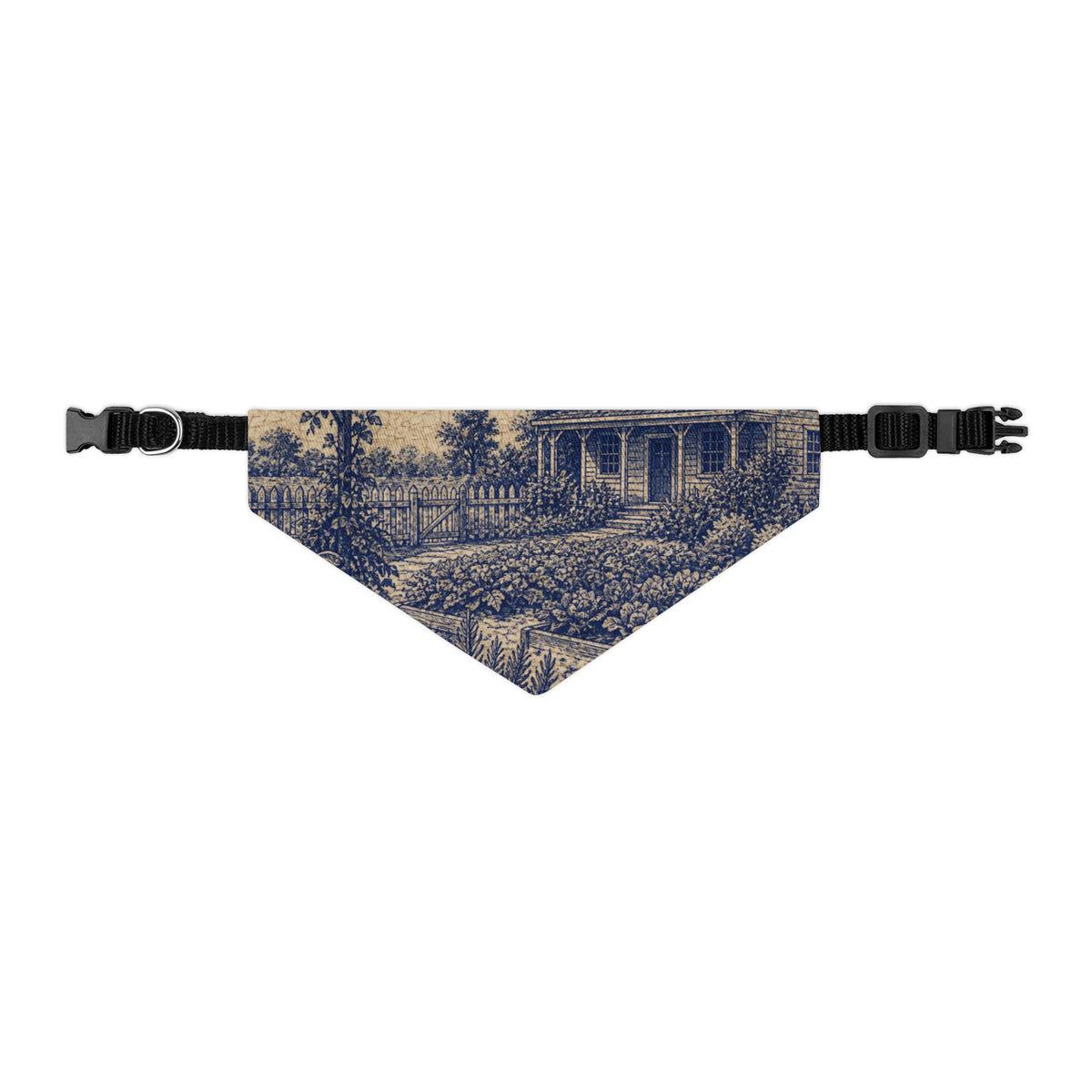 Dog Bandana Collar – Transferware Kitchen Garden | Machine-Washable, S–XL