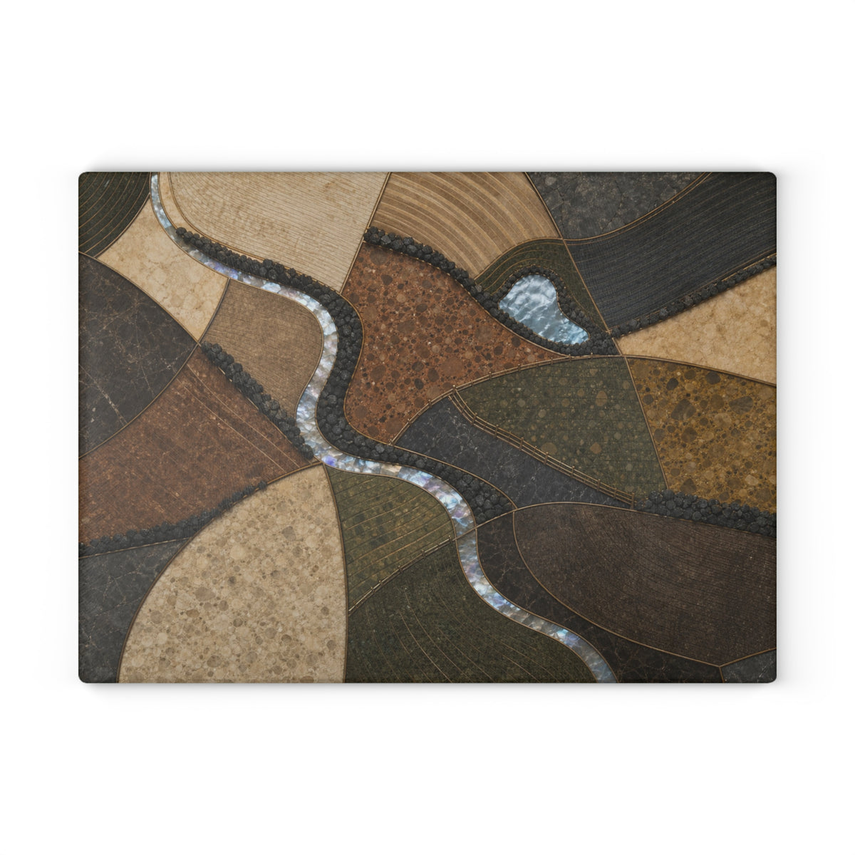 Glass Cutting Board – Field Mosaic | Tempered Glass Charcuterie & Serving Board
