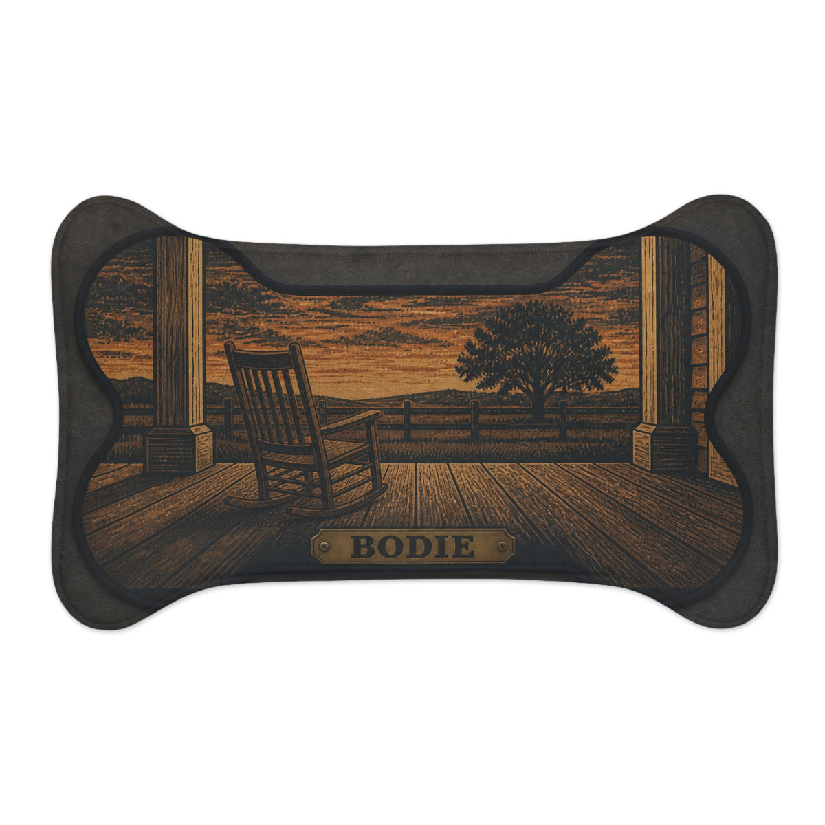 Personalized Dog Feeding Mat – Porch Rocker | Custom Name, Non-Slip Bone Shape