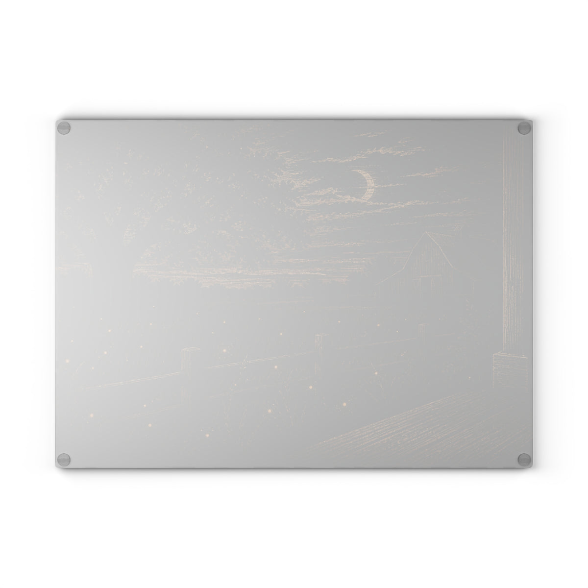 Firefly Glass Cutting Board – Night Linocut Fireflies | Tempered Glass Charcuterie & Serving Board