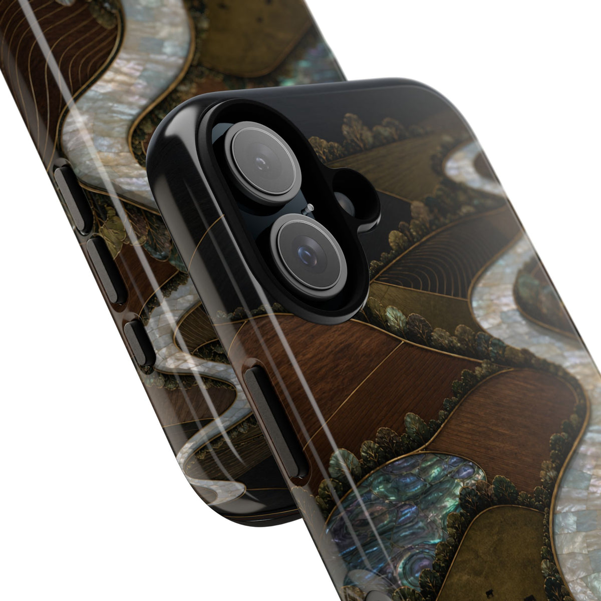 iPhone Case – River Fields Mother of Pearl | Tough Dual-Layer Case, iPhone 11–17