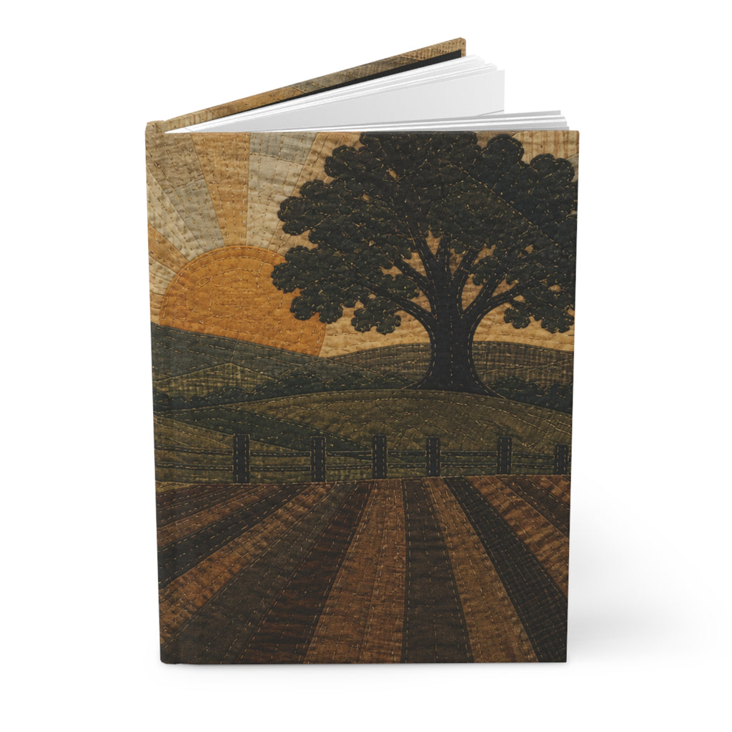 Hardcover Lined Journal – Quilted Pasture Sunset | 150-Page Notebook, 5.75x8