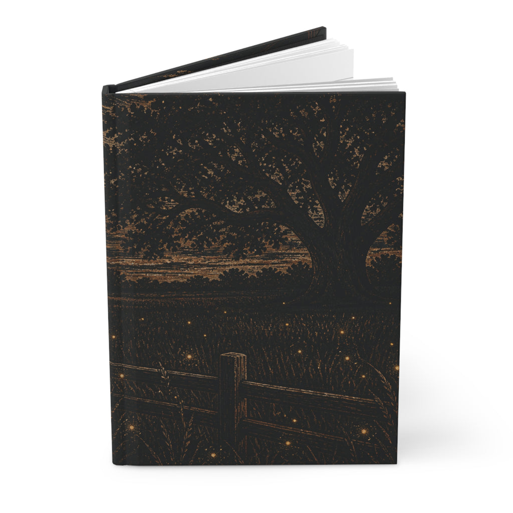 Firefly Hardcover Lined Journal – Night Linocut Fireflies | 150-Page Notebook, 5.75x8