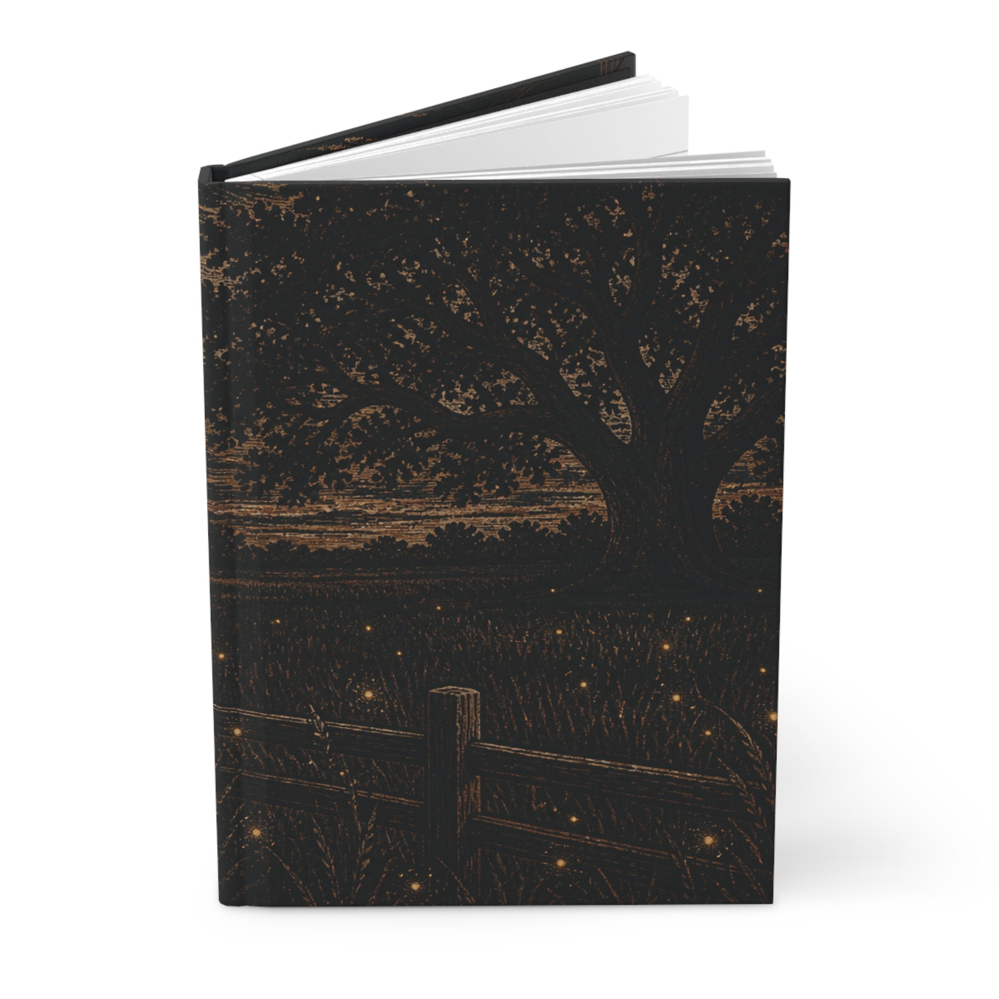 Firefly Hardcover Lined Journal – Night Linocut Fireflies | 150-Page Notebook, 5.75x8