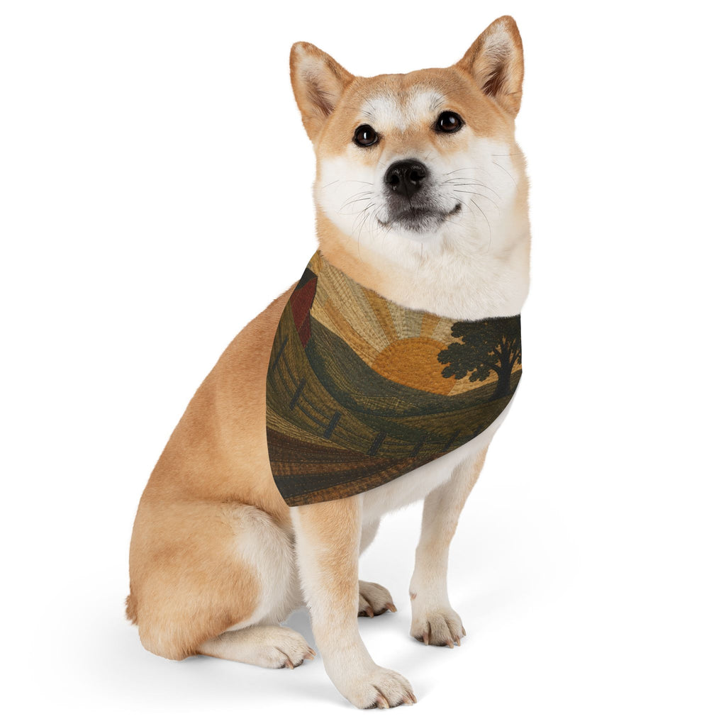 Dog Bandana Collar – Quilted Pasture Sunset | Machine-Washable, S–XL