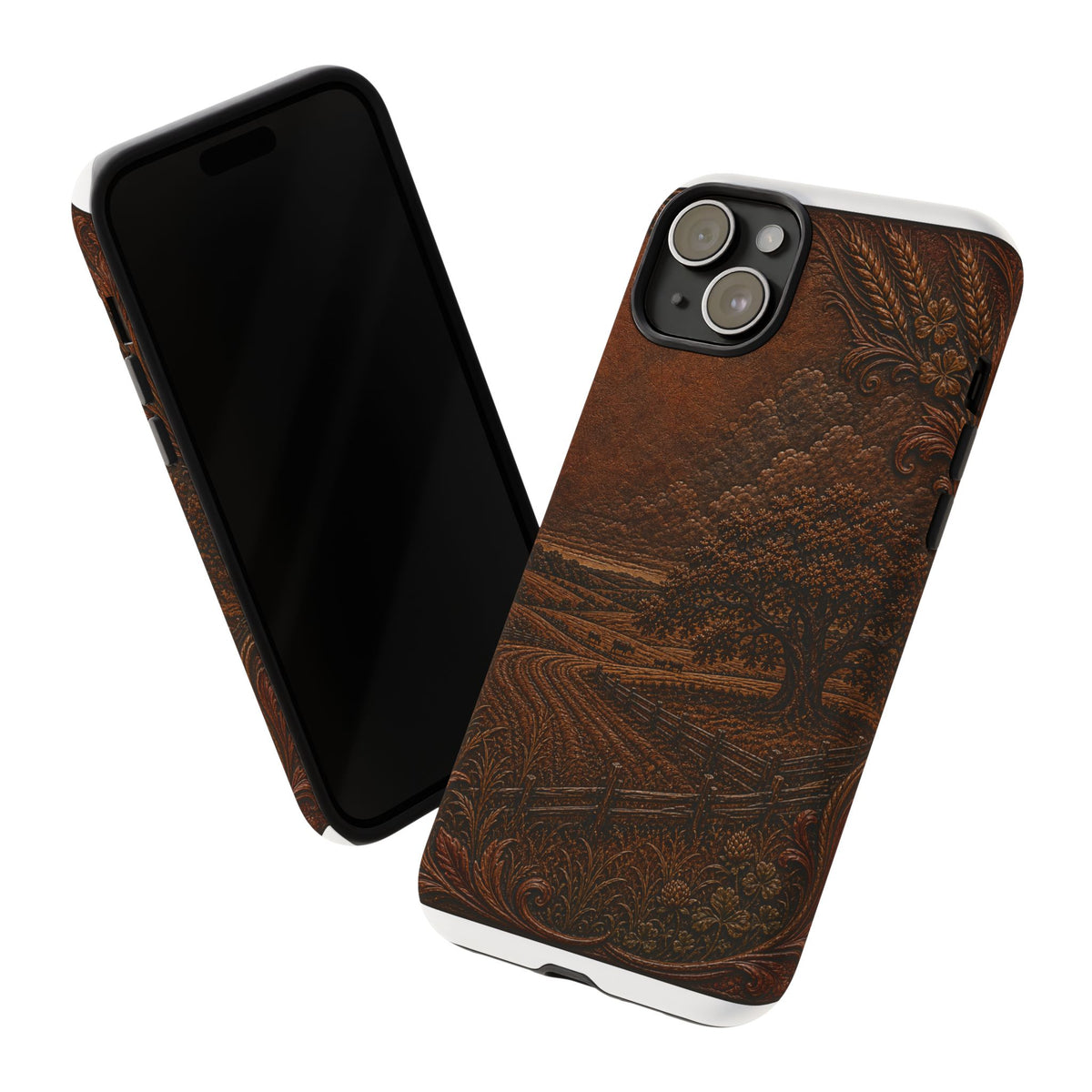 iPhone Case – Tooled Field Landscape | Tough Dual-Layer Case, iPhone 11–17
