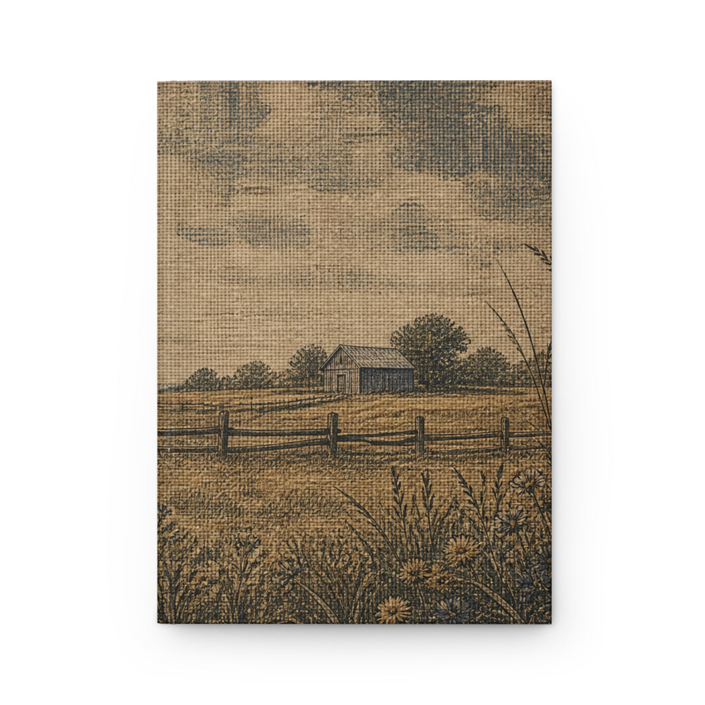 Hardcover Lined Journal – Linen Field & Barn | 150-Page Notebook, 5.75x8