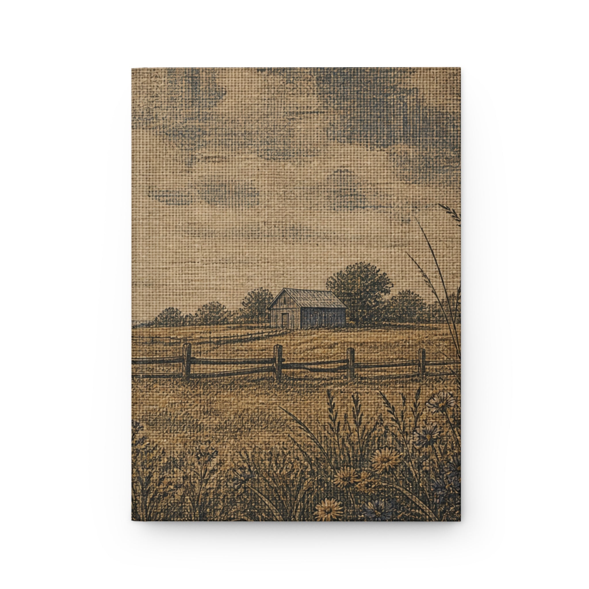 Hardcover Lined Journal – Linen Field & Barn | 150-Page Notebook, 5.75x8
