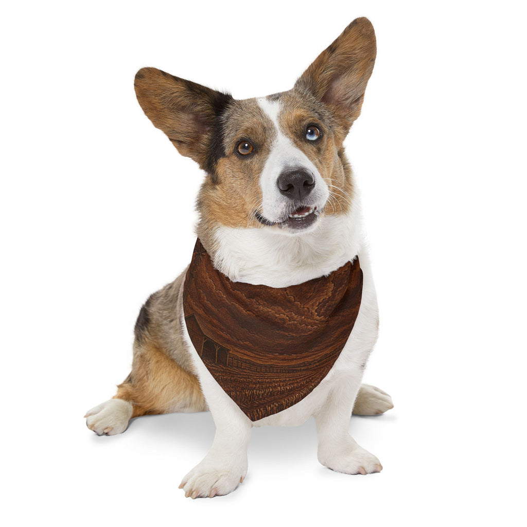 Windmill Dog Bandana Collar – Embossed Leather Windmill | Machine-Washable, S–XL