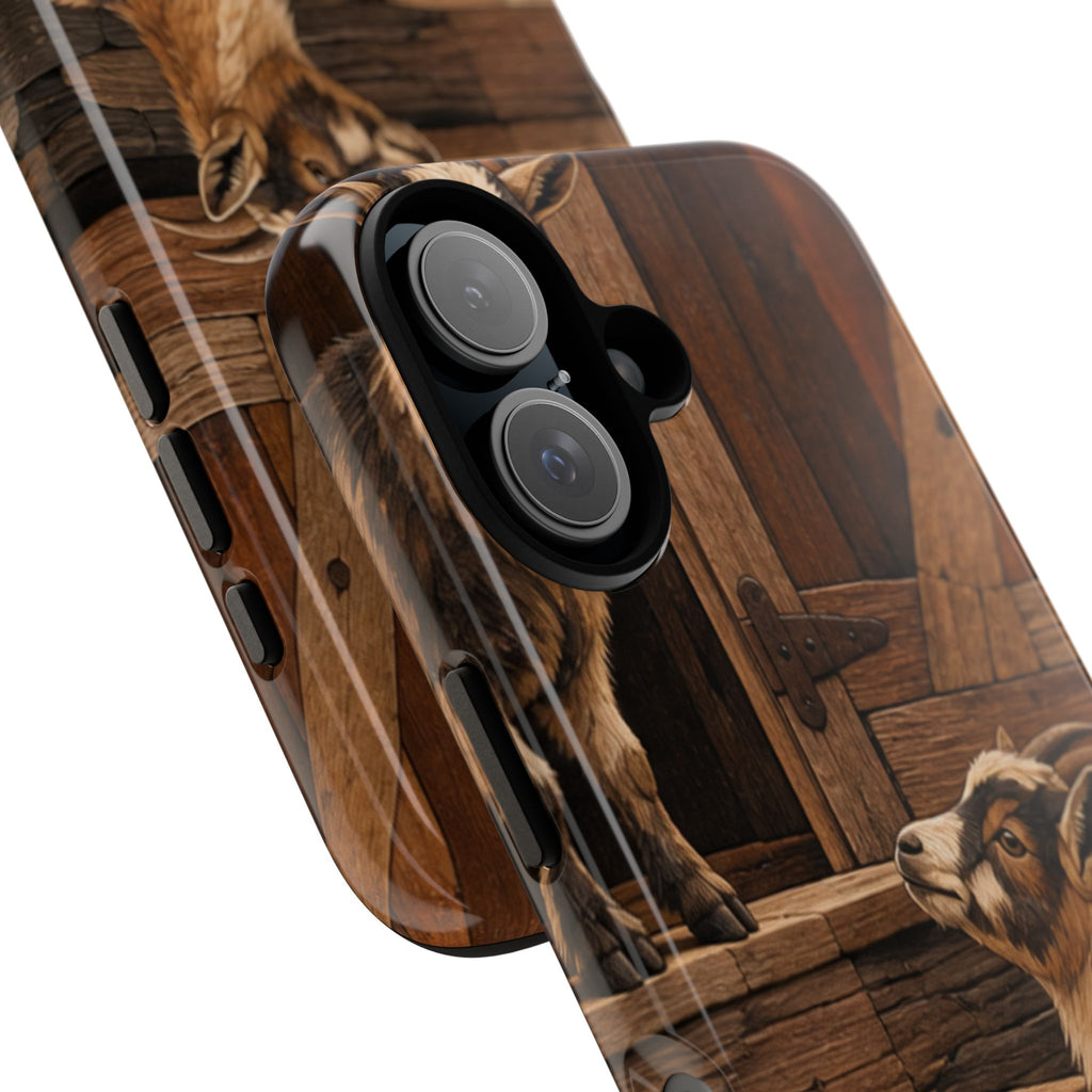 Goat iPhone Case – Pygmy Goats - Marquetry Barn Steps | Tough Dual-Layer Case, iPhone 11–17