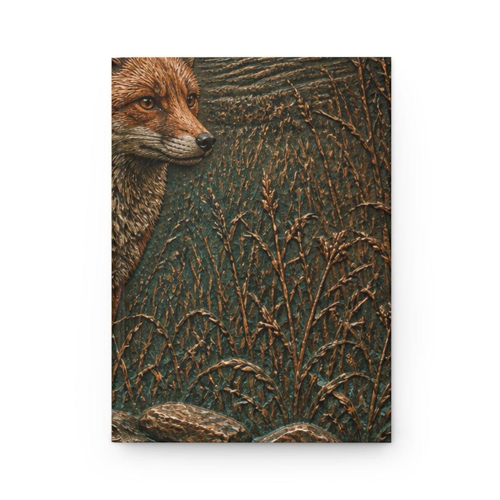 Fox Hardcover Lined Journal – Fox Beyond the Stone Wall Oxidized Copper | 150-Page Notebook, 5.75x8