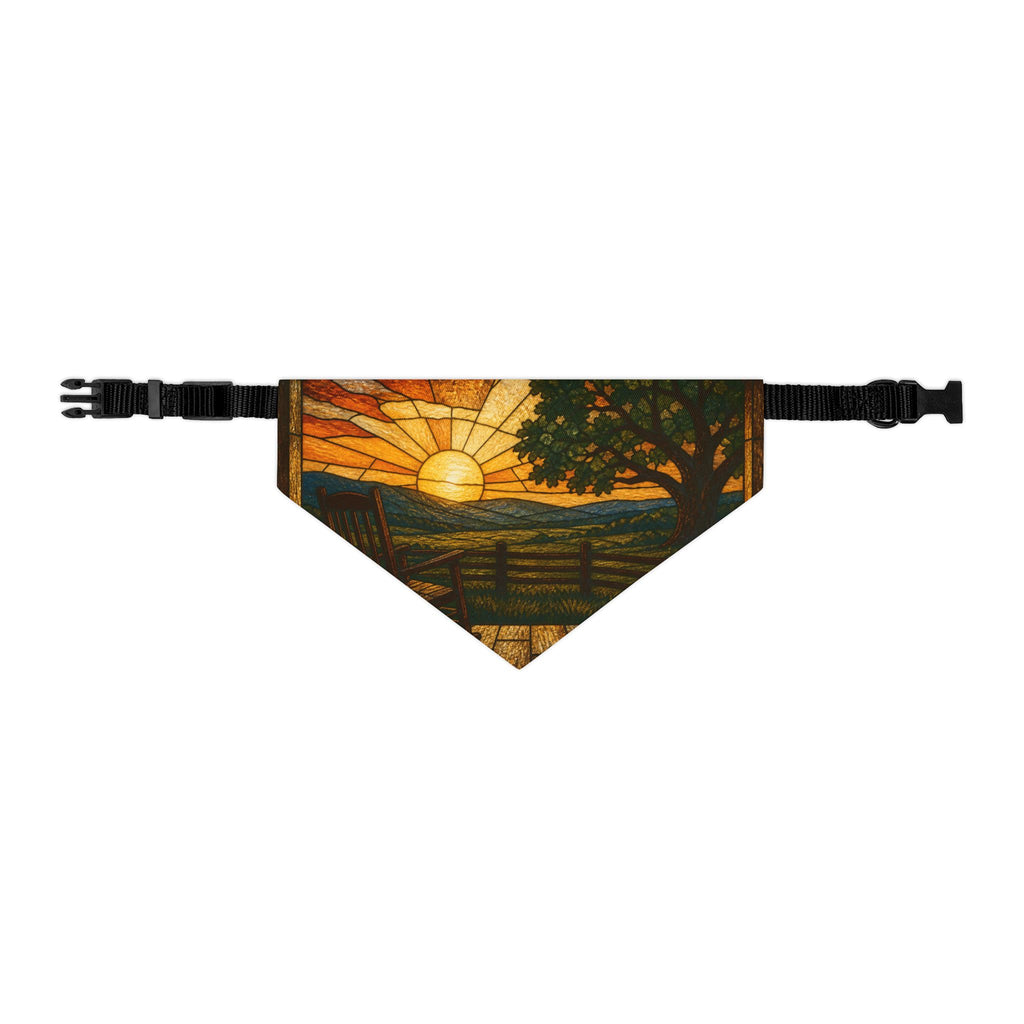 Dog Bandana Collar – Stained Glass Porch Sunrise | Machine-Washable, S–XL