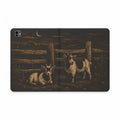 Goat iPad Case – Pygmy Goats - Night Linocut Fireflies | Vegan Leather Folio with Card Pockets, All iPad Models