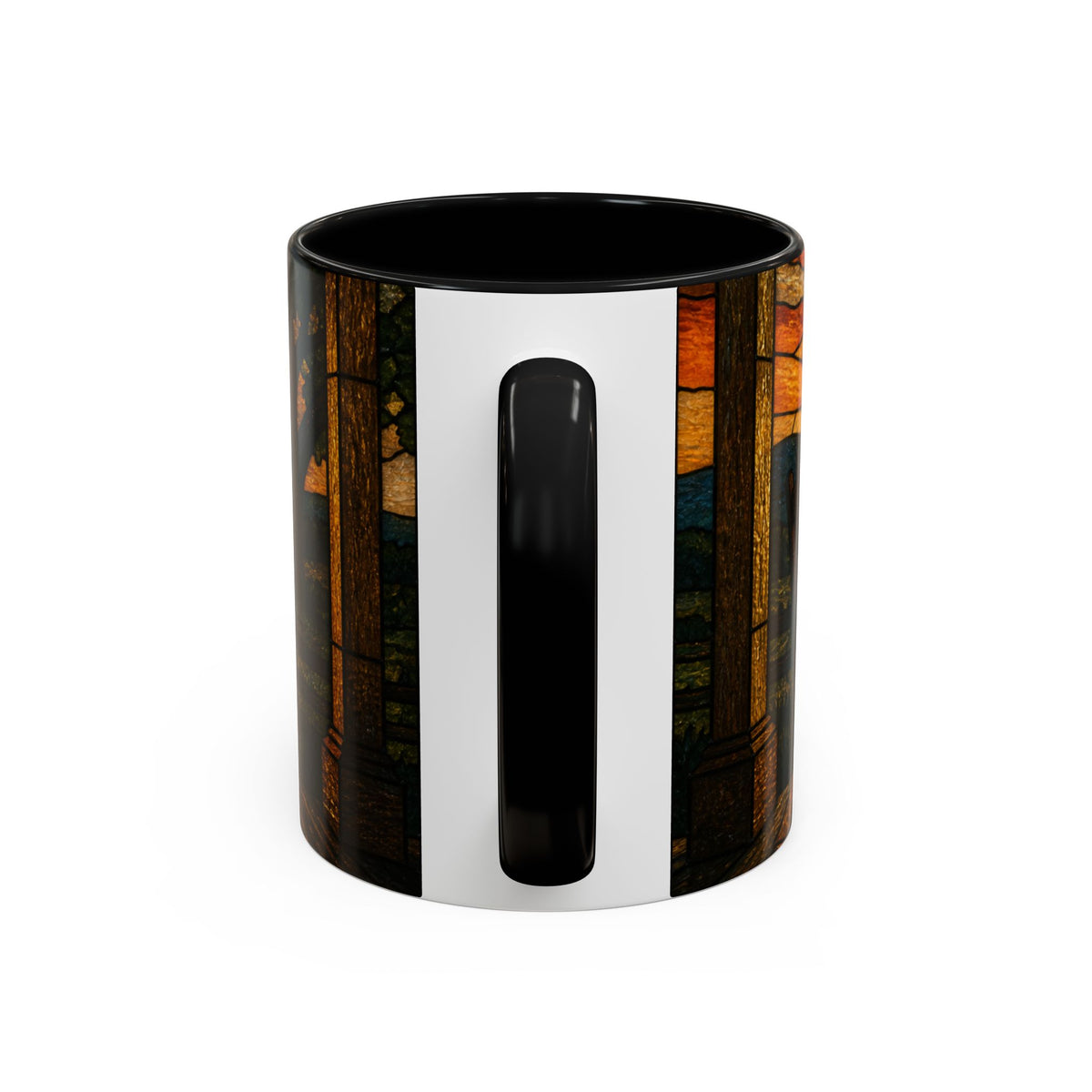 Farmhouse Coffee Mug – Stained Glass Porch Sunrise | Ceramic Accent Mug, 11oz or 15oz