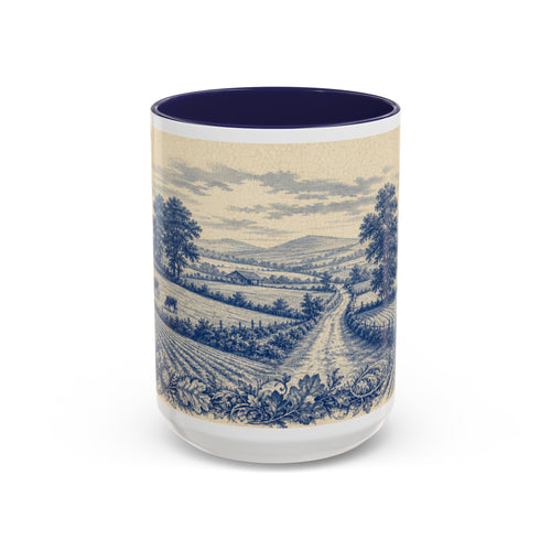 Farmhouse Coffee Mug – Blue Country Transferware | Ceramic Accent Mug, 11oz or 15oz
