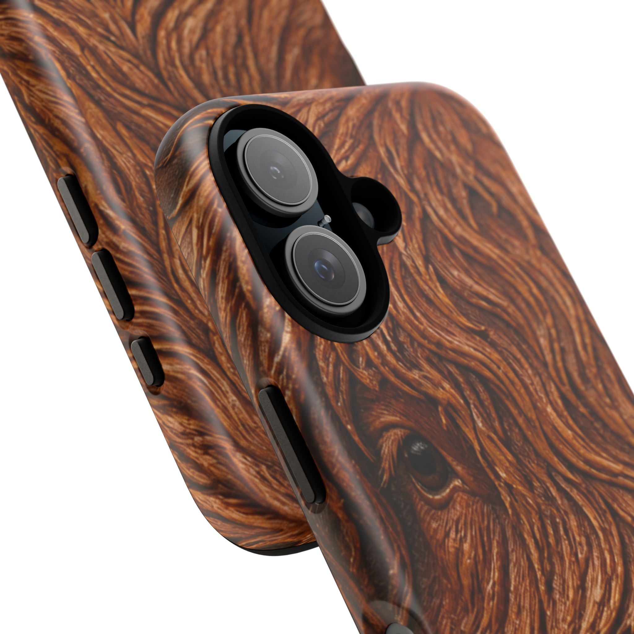 Highland Cow iPhone Case – Mini Highland - Tooled Leather Portrait | Tough Dual-Layer Case, iPhone 11–17